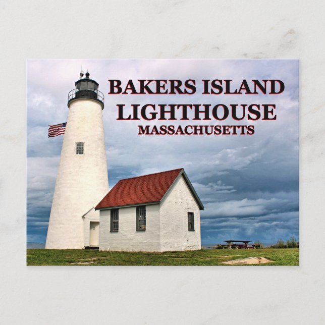 Carte Postale Phare de Bakers Island, Massachusetts (Devant)