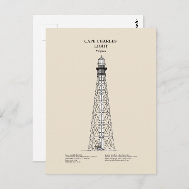 Carte Postale Phare de Cape Charles - Virginie - SBD (Devant / Derrière)