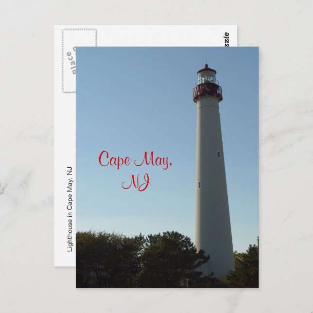 Carte Postale Phare de Cape May, NJ (Devant / Derrière)