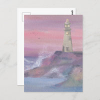 Phare de falaise côtière avec ciel rose