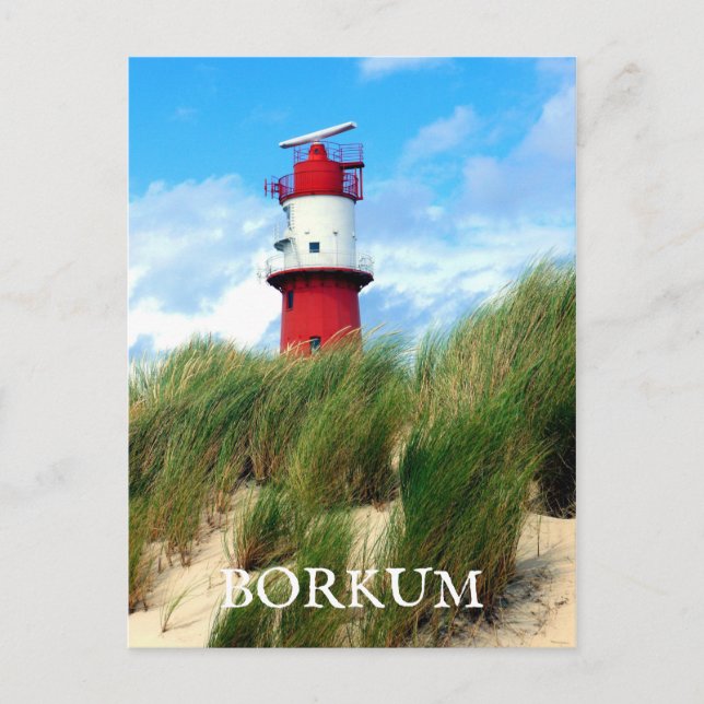 Carte Postale Phare de Kleiner, Borkum, Frise orientale, Allemag (Devant)