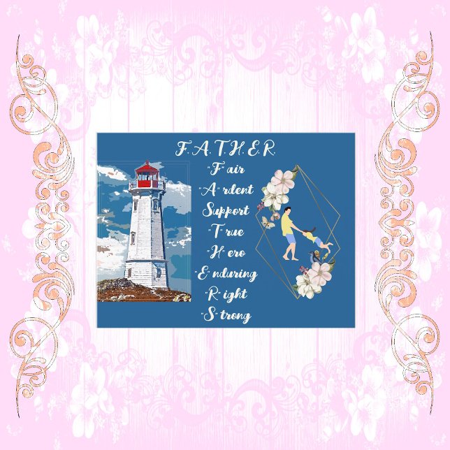 Carte Postale Phare de lien père-fille Citation pour la fête des (Dad Daughter Bonding Lighthouse Father's Day Quote Postcard)