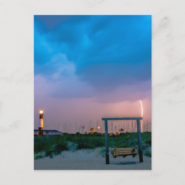 Carte Postale phare de l'île de tybee savannah georgia océan be (Devant)