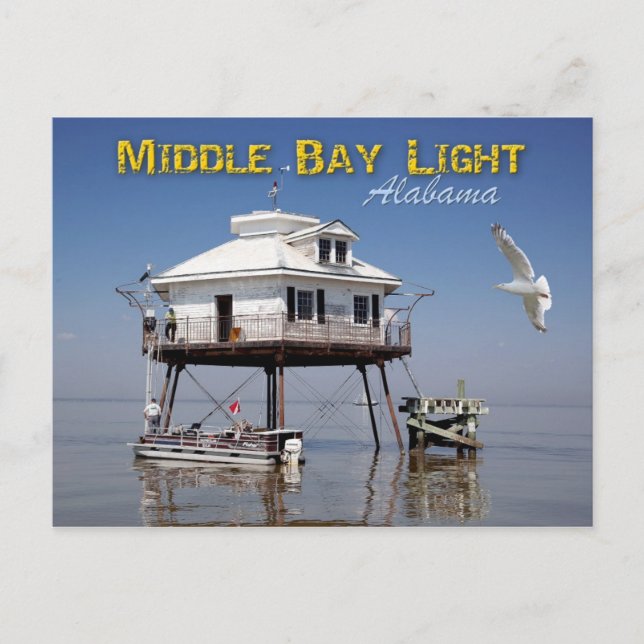 Carte Postale Phare de Middle Bay (Mobile Bay), Alabama (Devant)