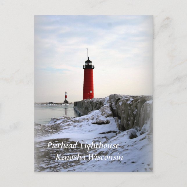 Carte Postale Phare de Pierhead, Kenosha Wisconsin (Devant)