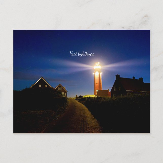 Carte Postale Phare de Texel, photo nocturne (Devant)