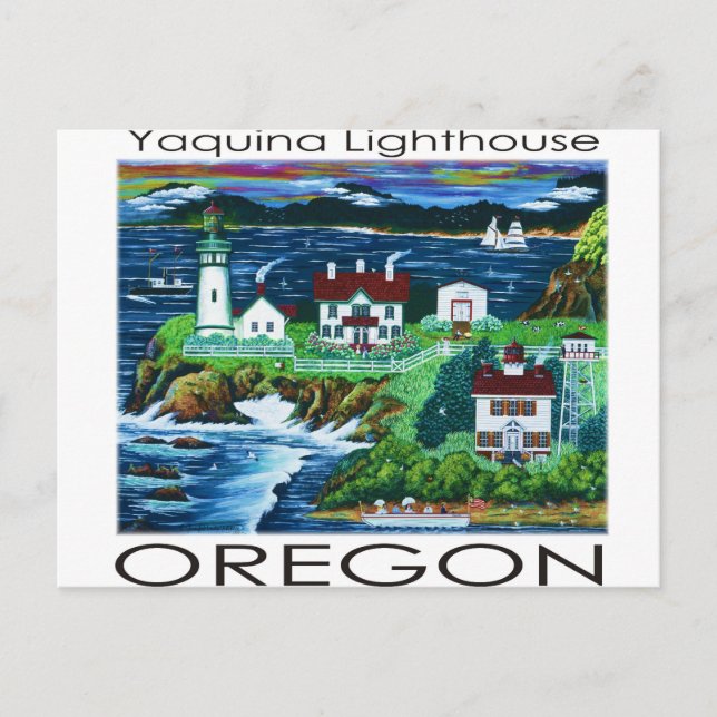 Carte Postale Phare de Yaquina ~ Oregon (Devant)