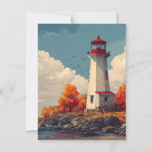 Carte Postale Phare en automne