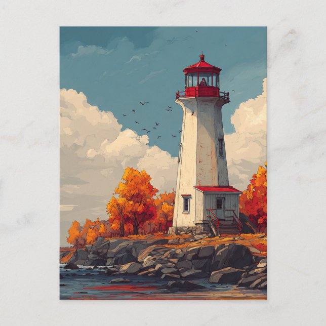 Carte Postale Phare en automne (Devant)