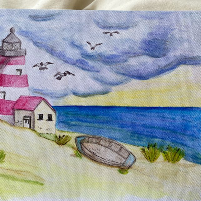 Carte Postale Phare sur bateau de pêche côtier océanique (Créateur téléchargé)