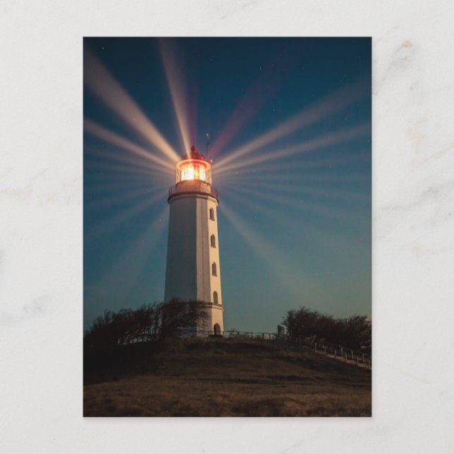 Carte Postale Phare sur une colline brillant la nuit (Devant)