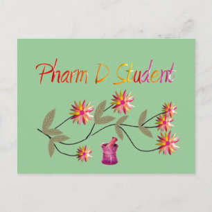Carte Postale Pharm D Design Floral étudiant