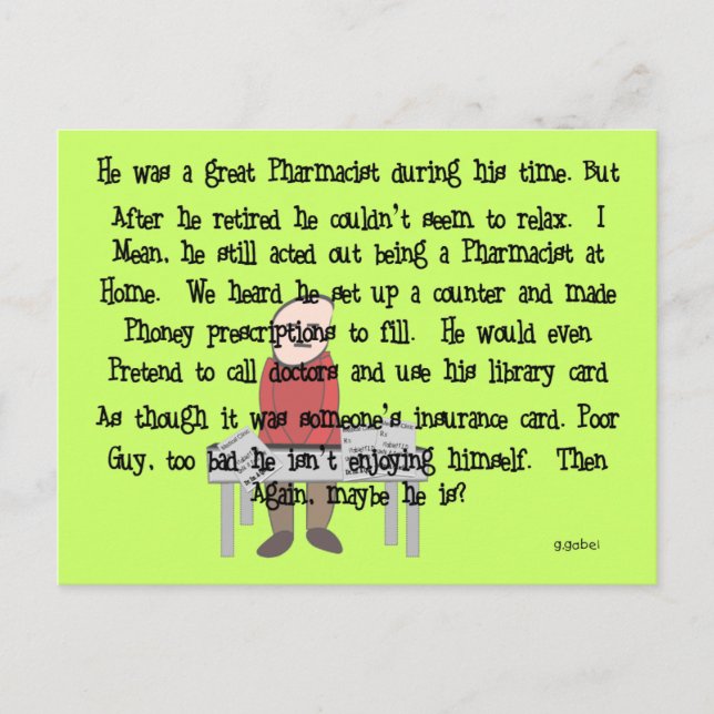 Carte Postale Pharmacien à la retraite "Can't Let Go" Histoire C (Devant)