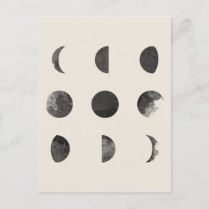 Carte Postale Phases de l'aquarelle lunaire de lune