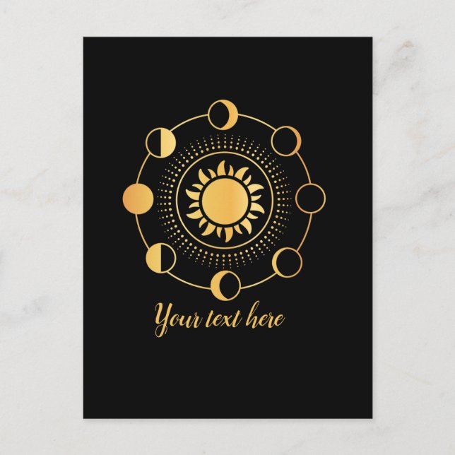Carte Postale Phases Gold Sun & Moon personnalisables (Devant)