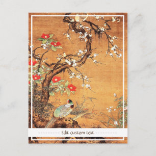 Carte Postale Phéasé et camélia l'art oriental chinois à l'encre
