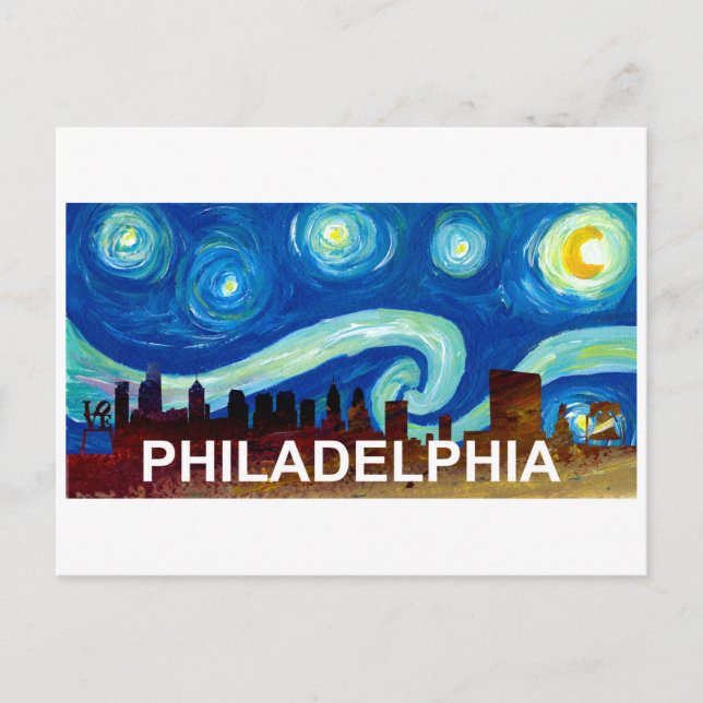 Carte Postale Philadelphia Skyline Starry Night Van Gogh inspect (Devant)