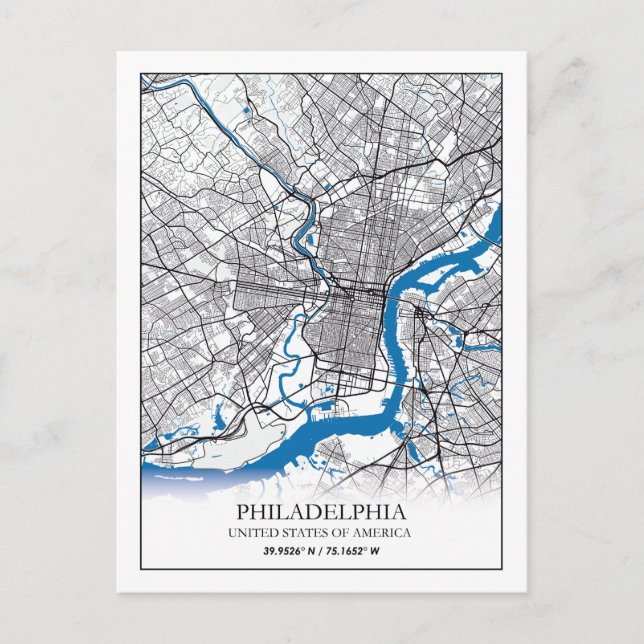 Carte Postale Philadelphie Pennsylvanie USA Travel City Map (Devant)