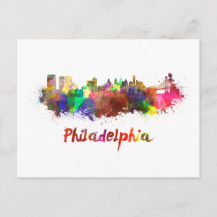Carte Postale Philadelphie skyline in watercolor