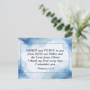 Carte Postale Philippiens 1:2-3 Grâce et Paix à Vous, Bible