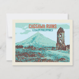 Carte Postale Philippines, ruines de Cagsawa, Legazpi, volcan Ma