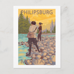 Carte Postale Philipsburg, MontanaWomen Pêche à la mouche