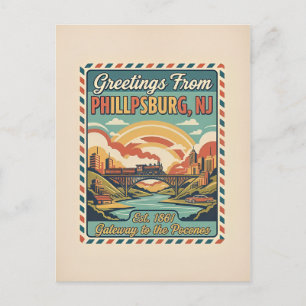 Carte Postale Phillipsburg NJ La porte des Poconos Retro années 
