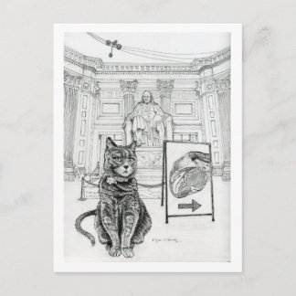 Carte Postale Philly cat near the Franklin memorial