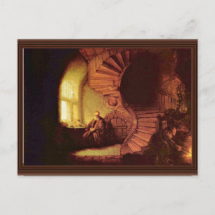 Carte Postale Philosophe En Méditation. Par Rembrandt Van Rijn