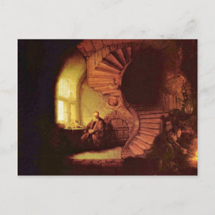 Carte Postale Philosophe En Méditation. Par Rembrandt Van Rijn