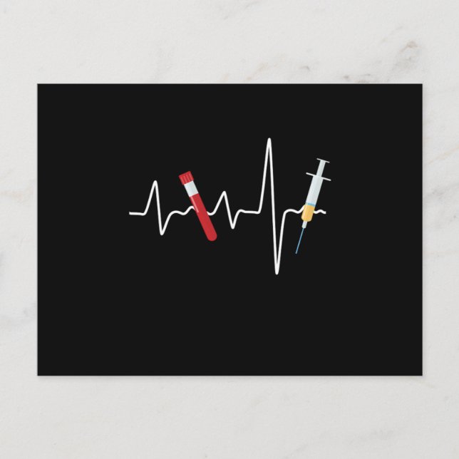 Carte Postale Phlébotomie Heartbeat Syringe Sang Phlébotomiste G (Devant)