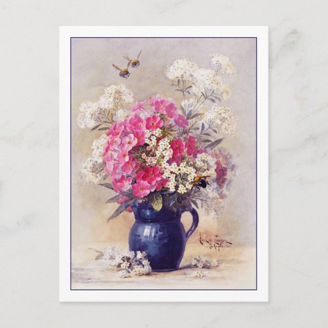 Carte Postale Phlox et Euphorbia par de Longpre (Devant)