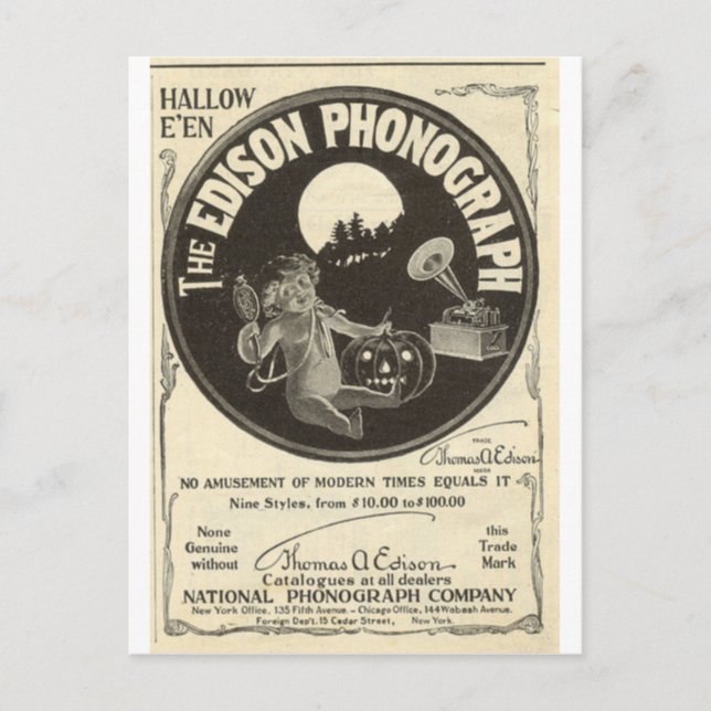 Carte Postale phonographe Edison (Devant)