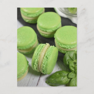 Carte Postale Photo alimentaire Basil de chaux Macarons français