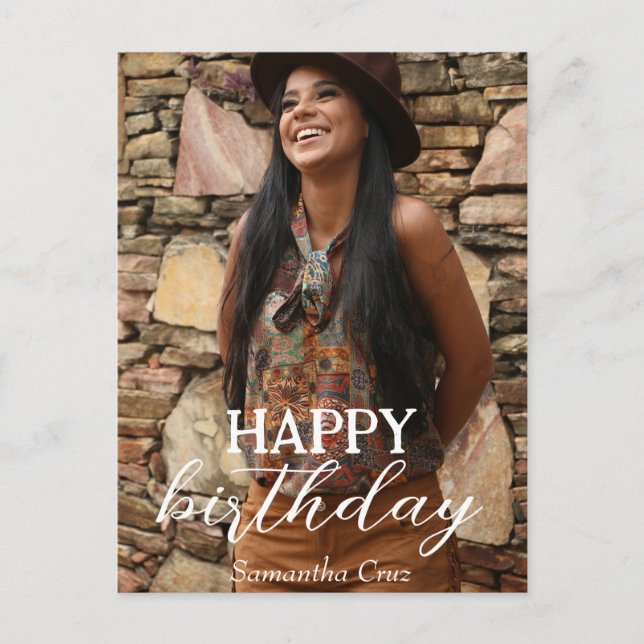 Carte Postale Photo amusante et élégante d'anniversaire simple p (Devant)