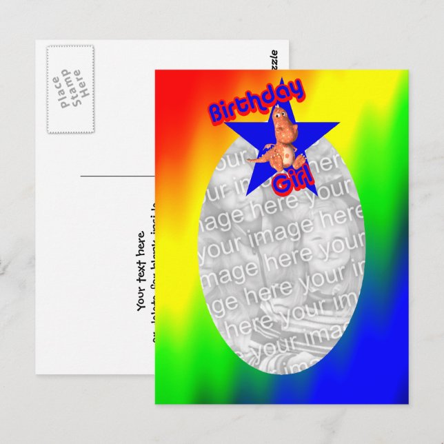 Carte postale Photo Anniversaire Dinosaur (Devant / Derrière)