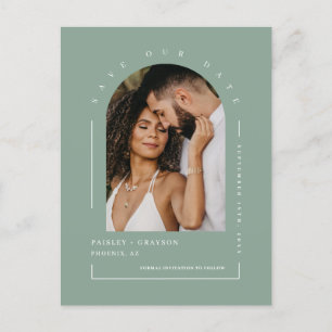 Carte Postale Photo Arc Vert Sage Moderne Code QR Enregistrer No