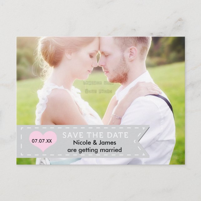 Carte postale PHOTO Bannière grise et rose ENREGIS (Devant)