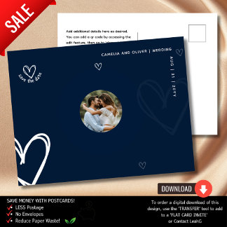 Carte Postale PHOTO BLEUE Enregistrez la date | Qualité minimale