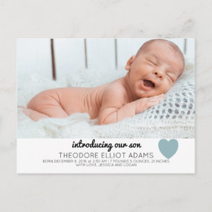 Carte postale photo Blue Baby Boy Faire-part de na