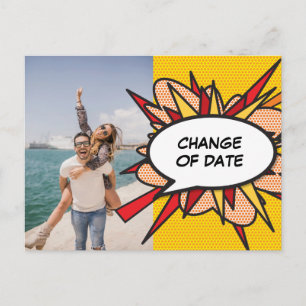 Carte Postale Photo Changement de date Reporté Fun Comic Book
