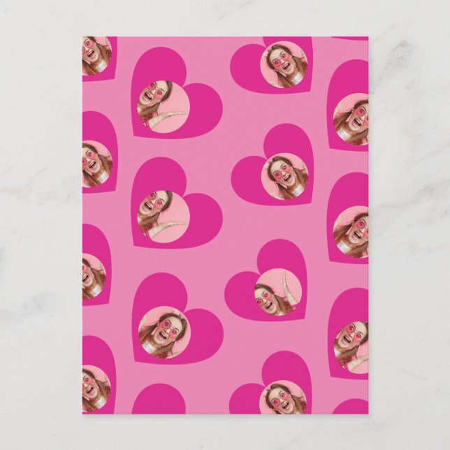 Carte Postale Photo Collage Saint Valentin Coeurs rose (Devant)