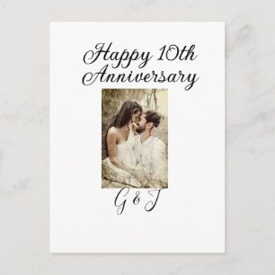 Carte Postale Photo couple nom lettre 10e anniversaire de mariag