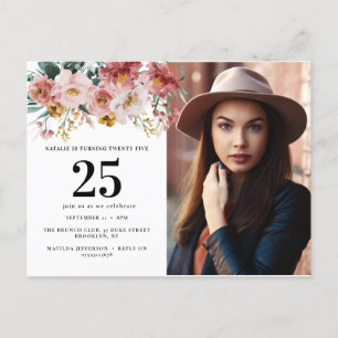 Carte Postale Photo d'âge éditable floral aquarelle féminine