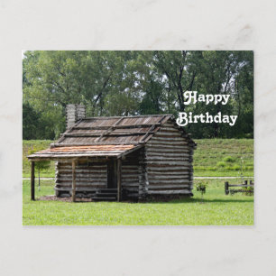 Carte Postale Photo d'anniversaire de chalet en rondins rustique