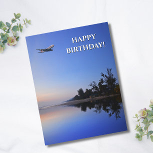 Carte Postale Photo d'avion & lac cool, Joyeux anniversaire d'av
