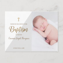 Photo de bébé gris moderne Baptême Merci