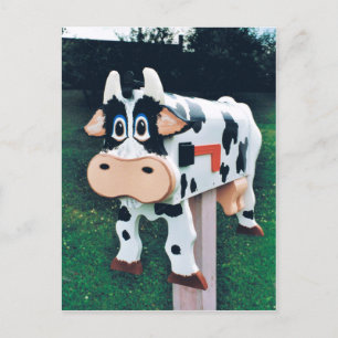 Carte Postale Photo de boîte aux lettres de vache drôle