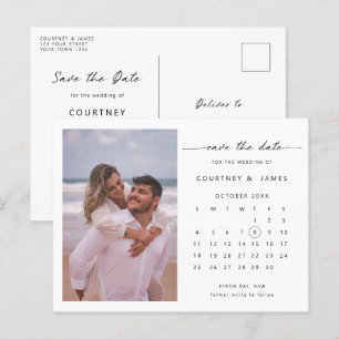 Carte Postale Photo de calendrier minimaliste Enregistrer la dat