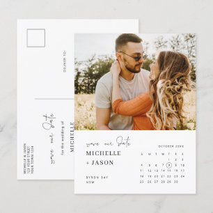 Carte Postale Photo de calendrier minimaliste Enregistrer la dat